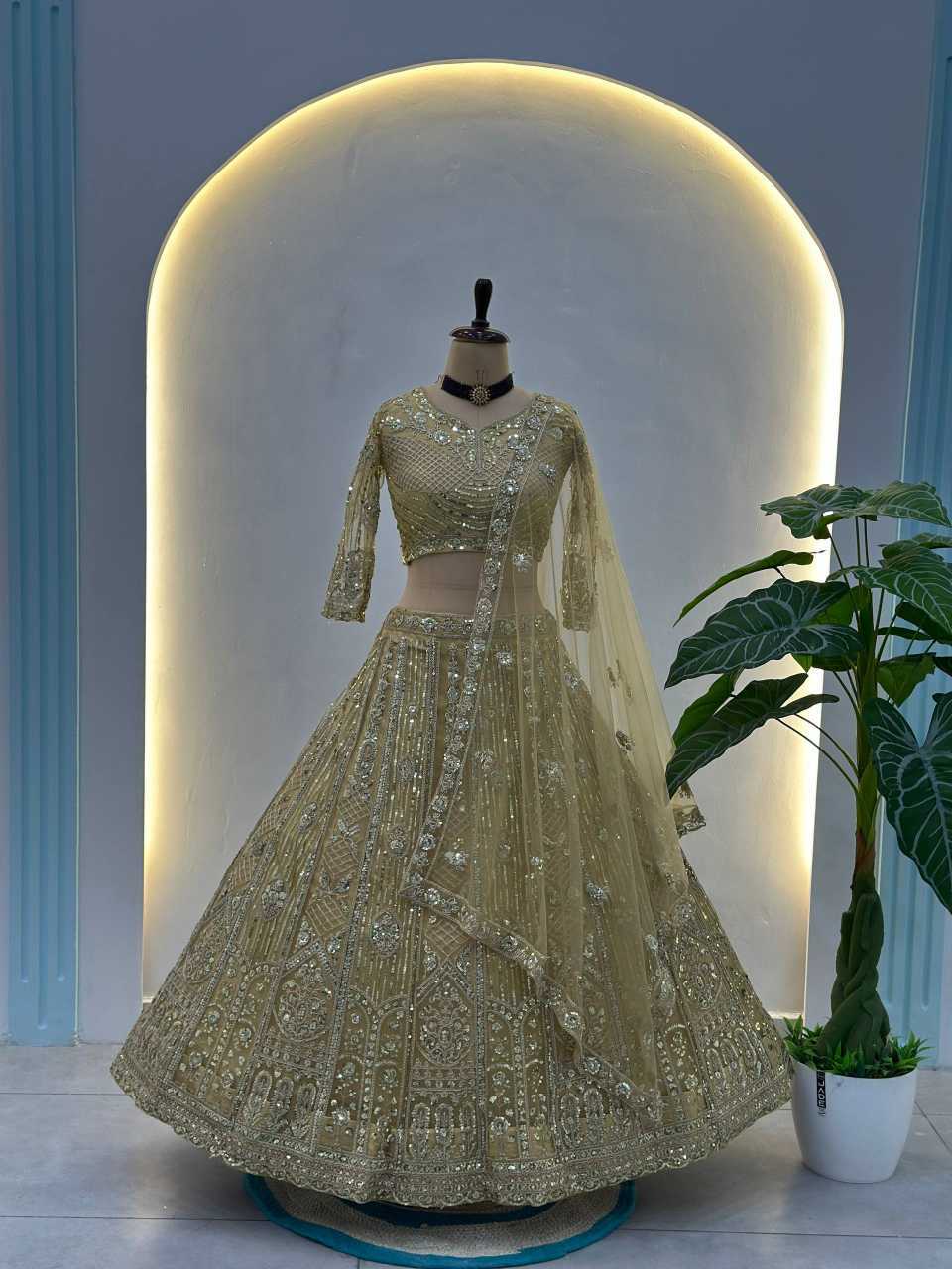 Butterfly Net Embroidered Lehenga