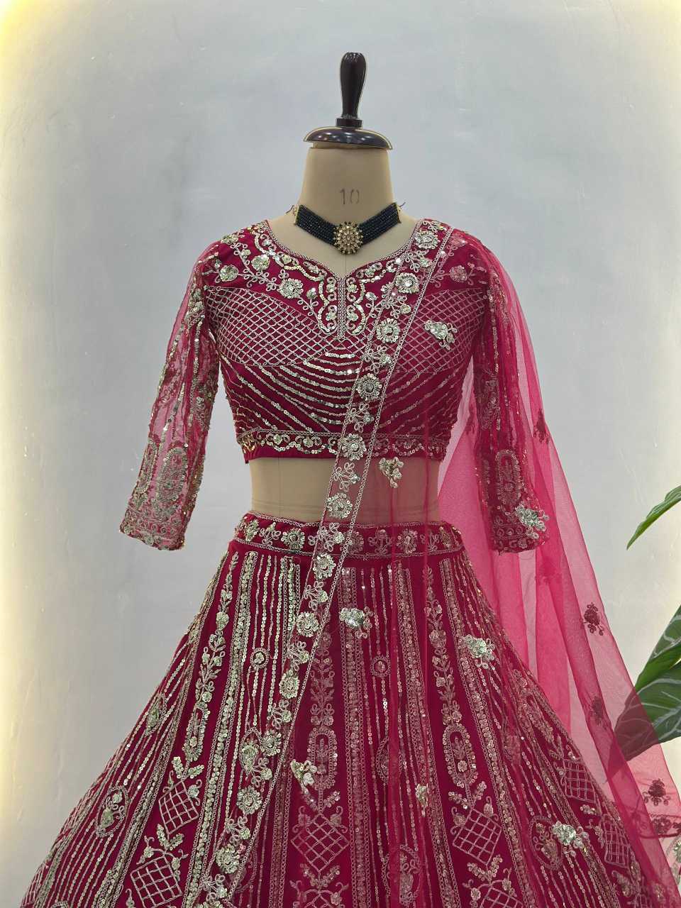 Butterfly Net Embroidered Lehenga