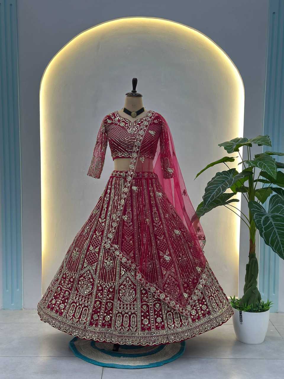 Butterfly Net Embroidered Lehenga