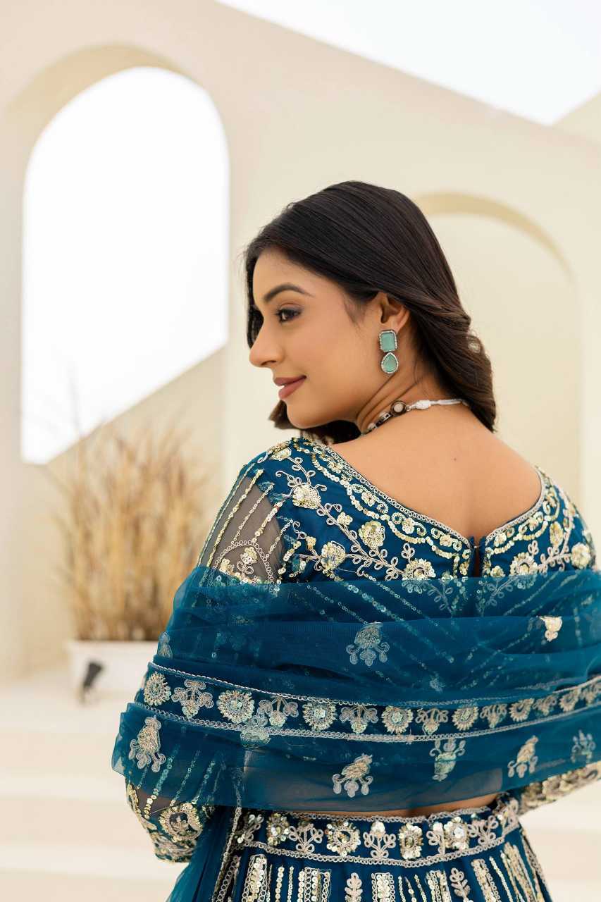 Butterfly Net Embroidered Lehenga