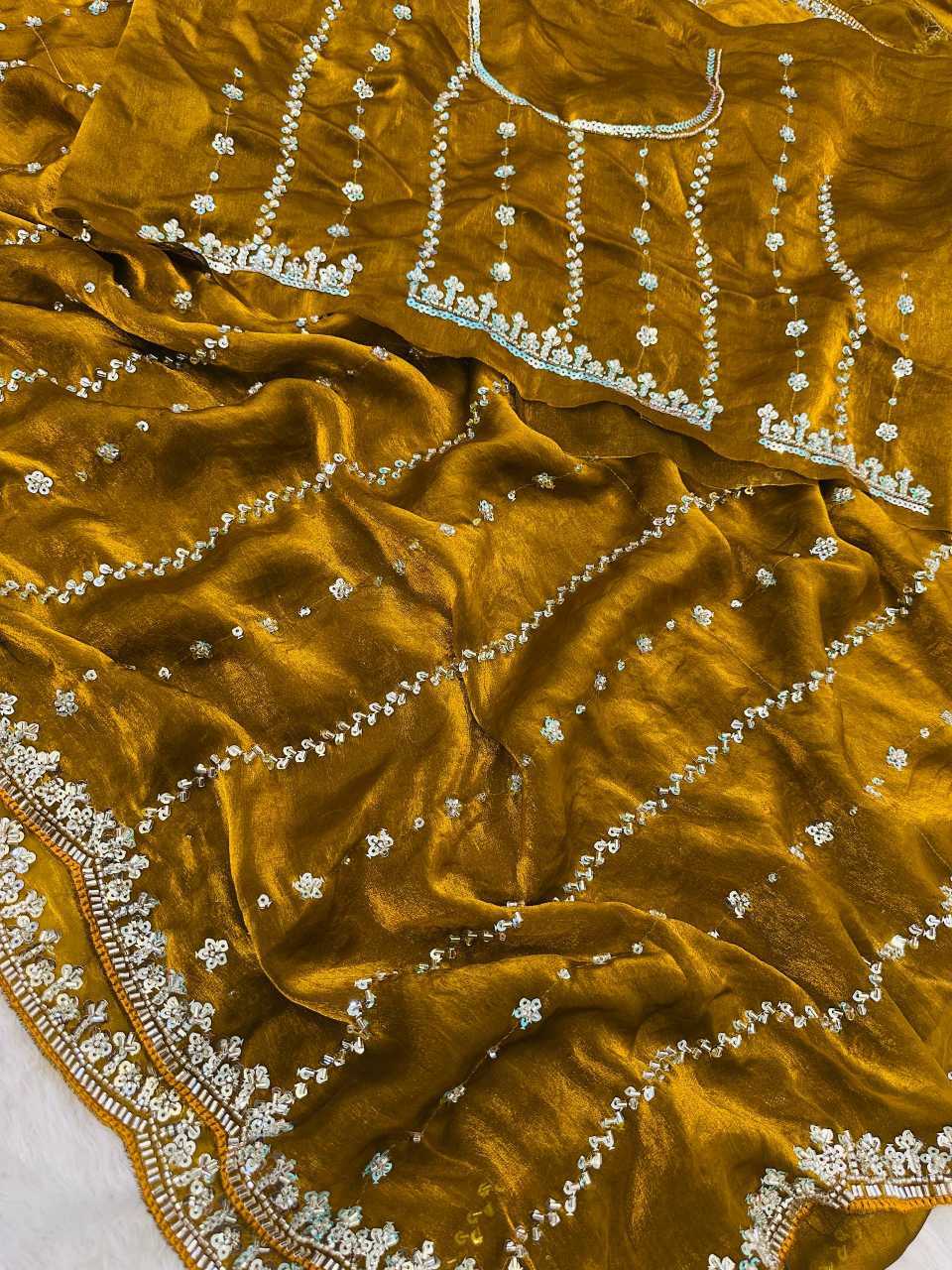 Satin Embroidered Saree
