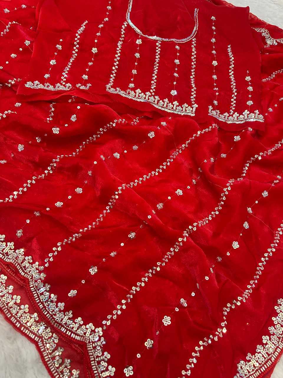 Satin Embroidered Saree