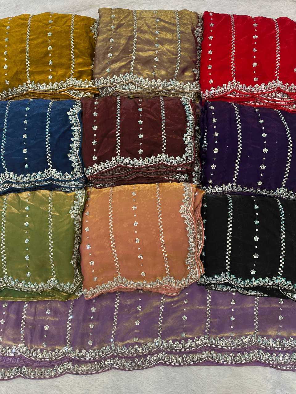 Satin Embroidered Saree