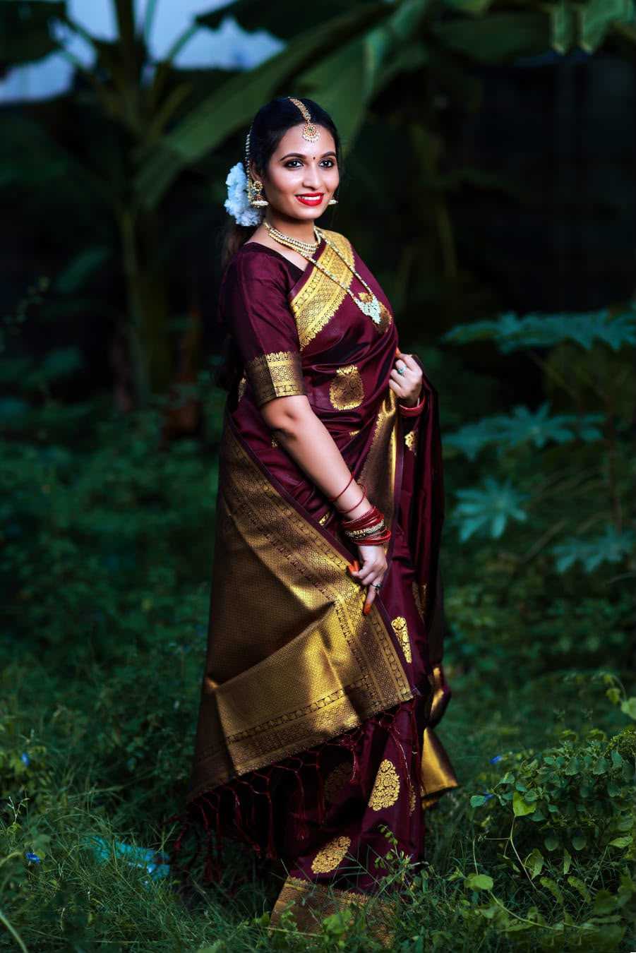Lichi Silk Soft Saree in Maroon