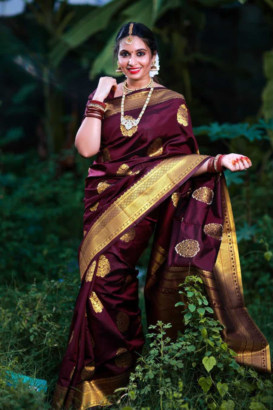 Lichi Silk Soft Saree in Maroon