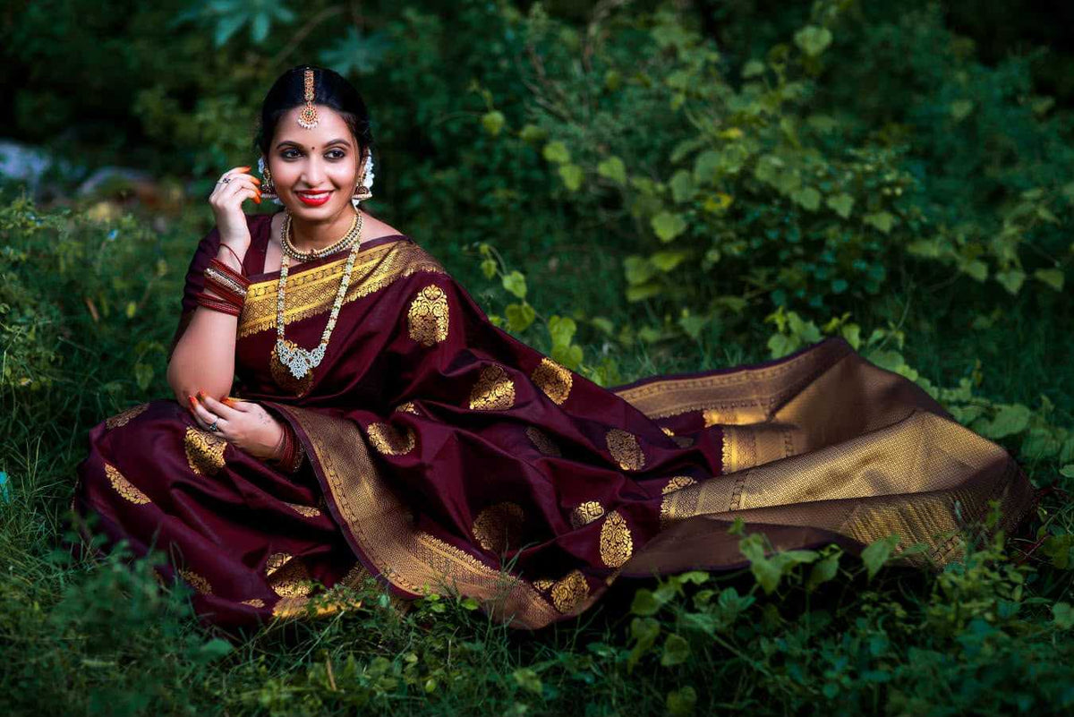 Lichi Silk Soft Saree in Maroon