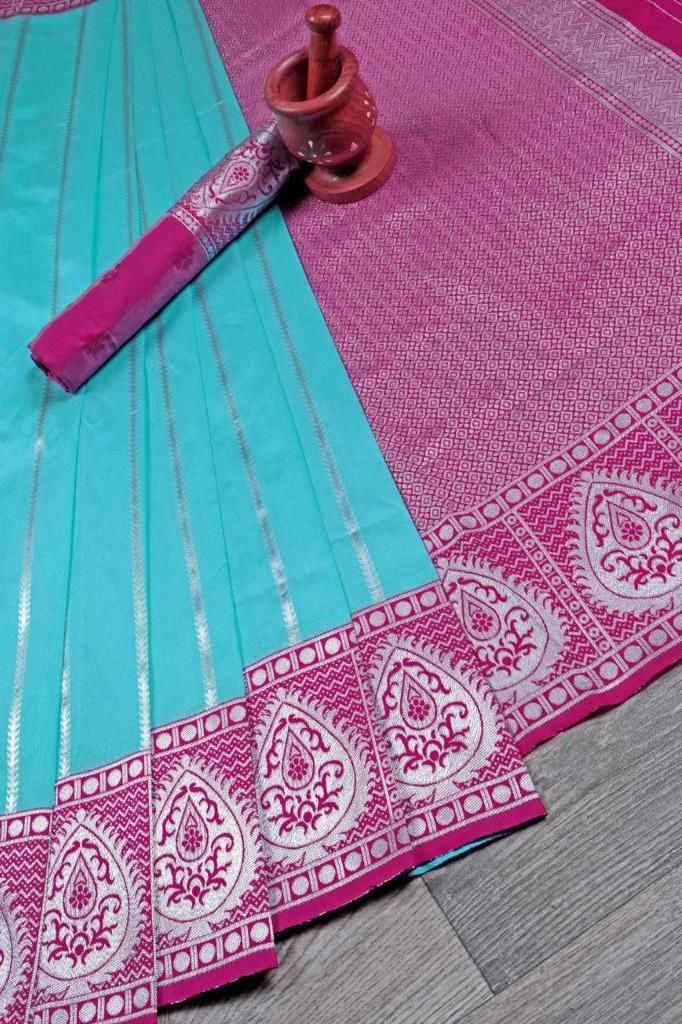 Lichi Silk Soft Saree in Sky