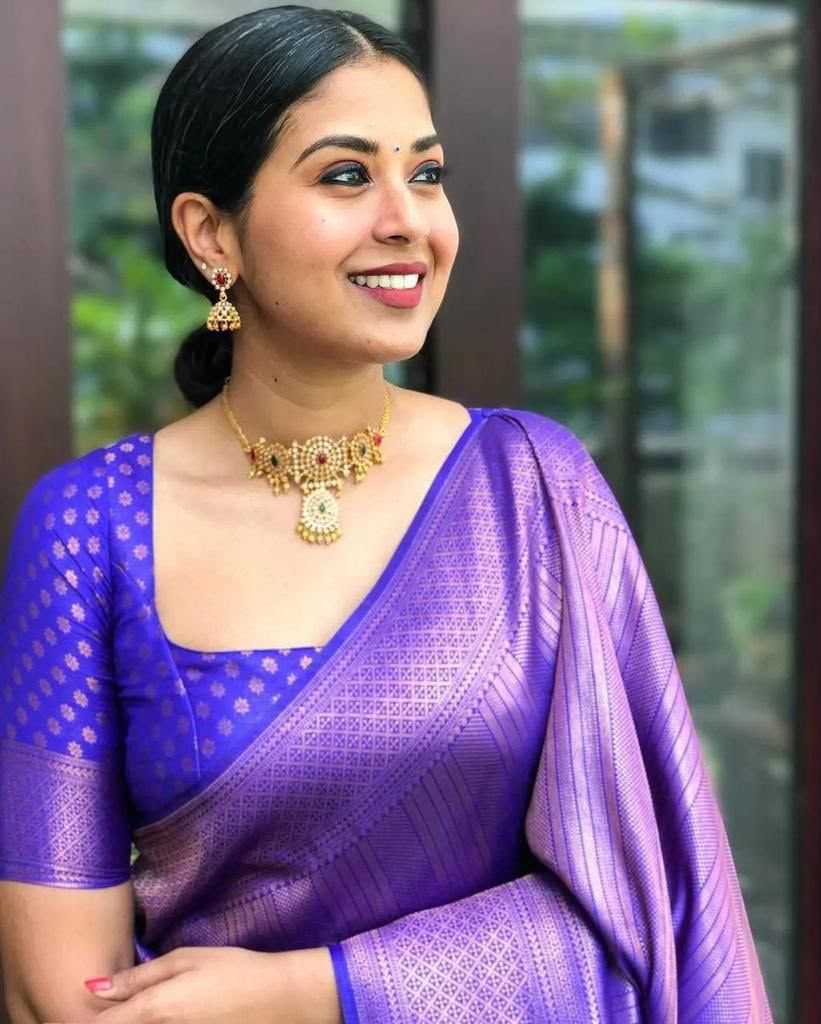 Lichi Silk Soft Saree in Violet