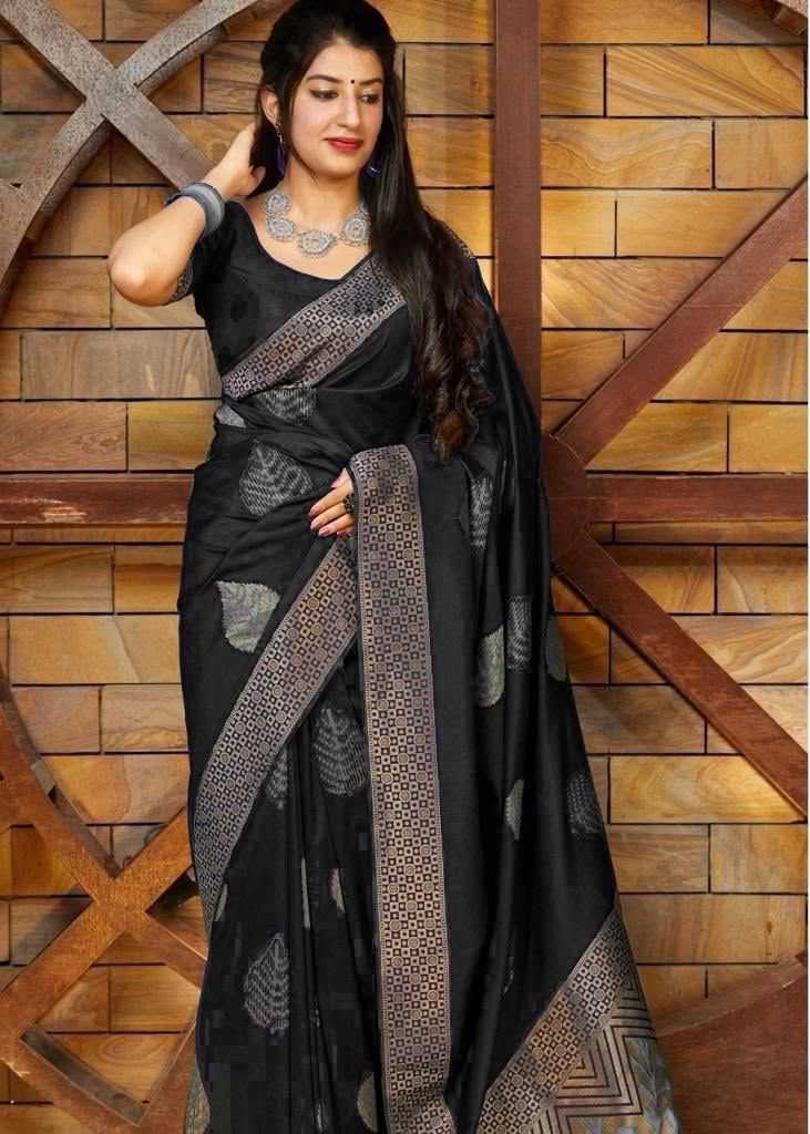 Lichi Silk Soft Saree in Black