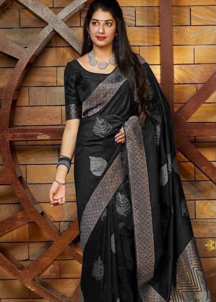 Lichi Silk Soft Saree in Black