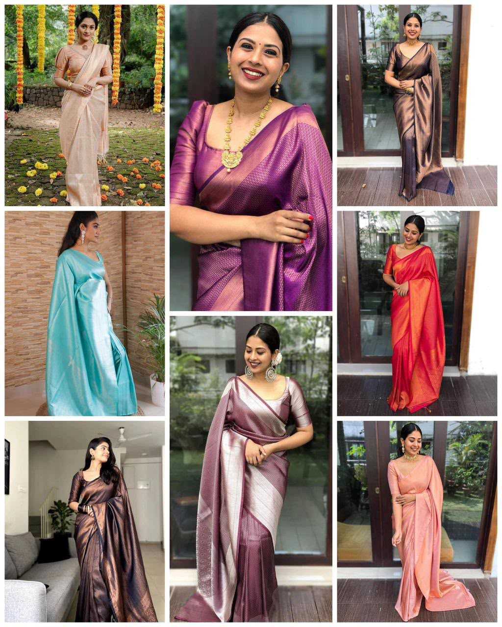 Lichi Silk Soft Saree in Lavender