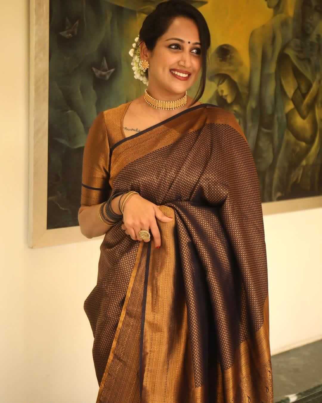 Lichi Silk Soft Saree in Lavender