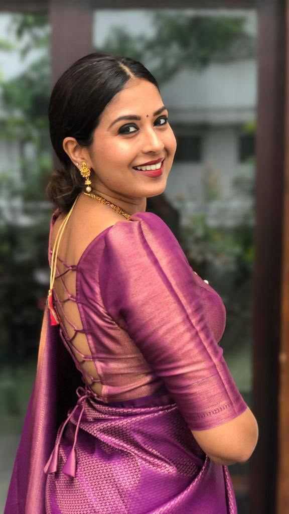 Lichi Silk Soft Saree in Lavender