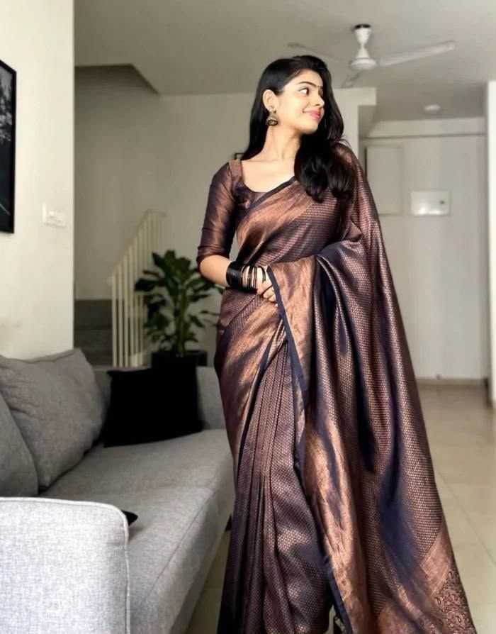 Lichi Silk Soft Saree in Lavender