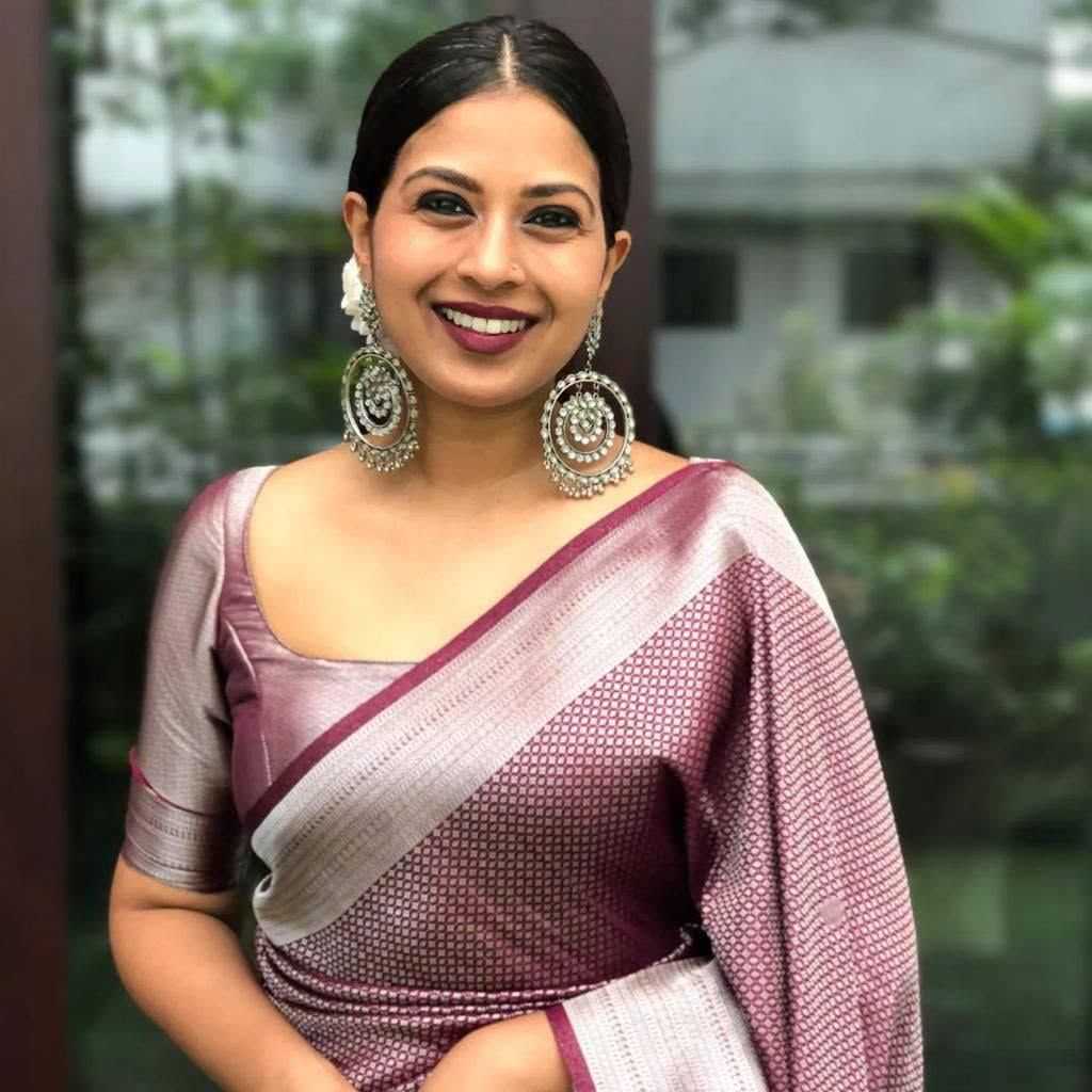 Lichi Silk Soft Saree in Lavender