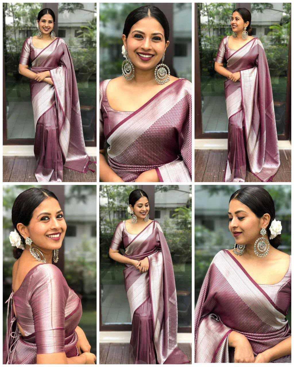 Lichi Silk Soft Saree in Lavender