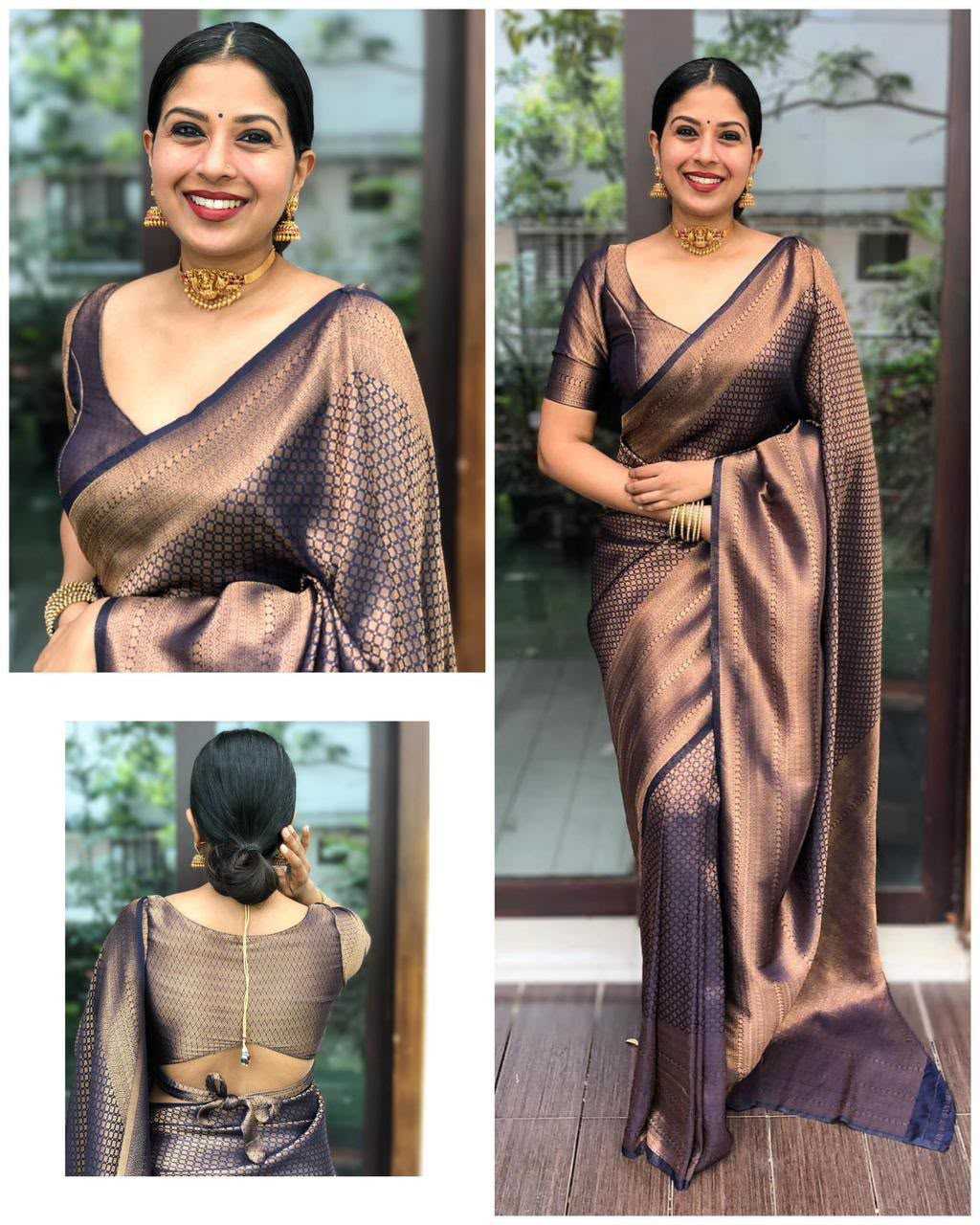 Lichi Silk Soft Saree in Lavender