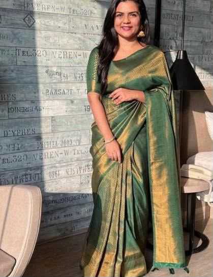 Lichi Silk Soft Saree in Rama