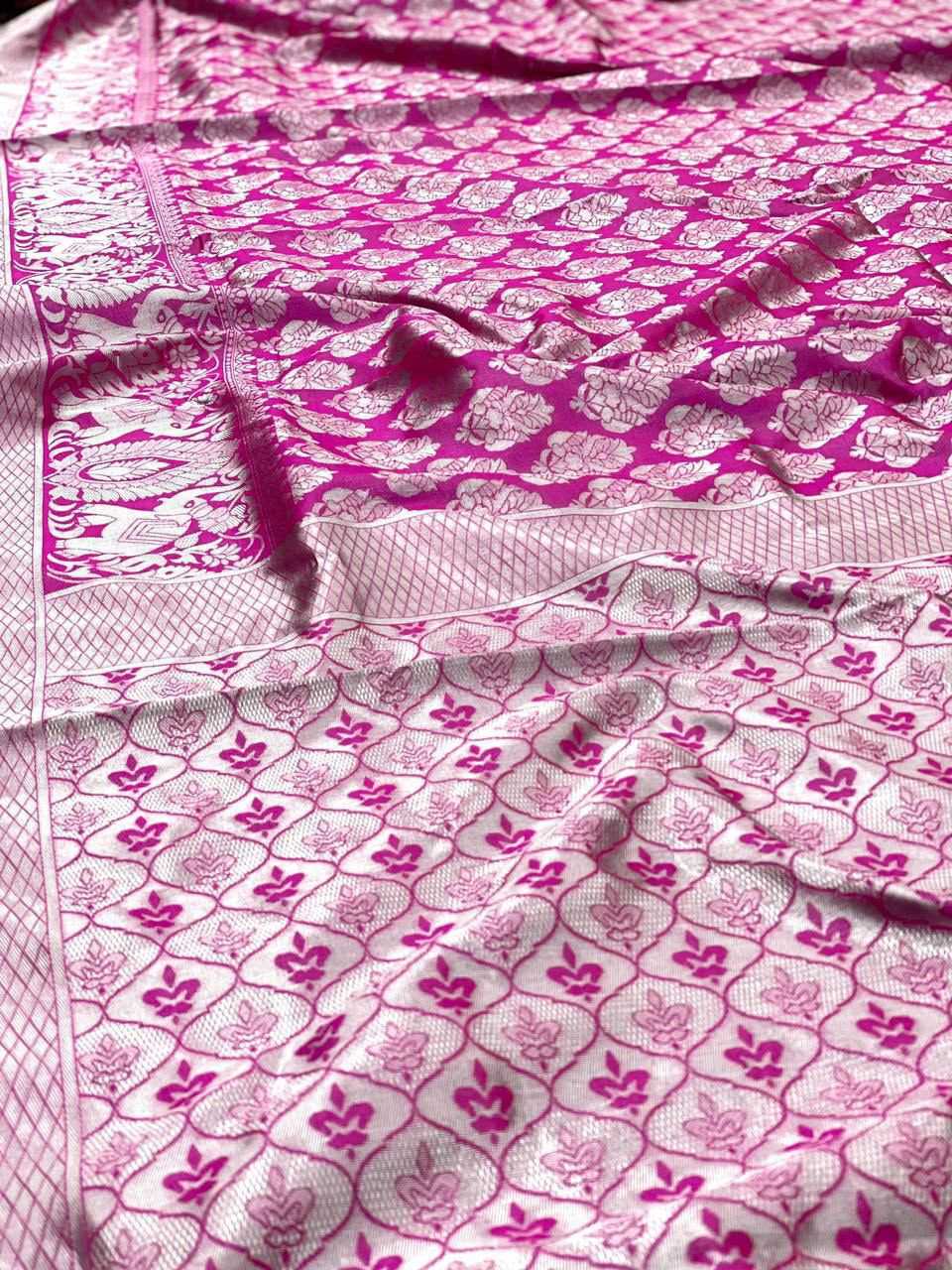 Lichi Silk Soft Saree in Pink