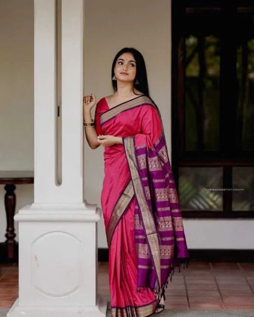 Lichi Silk Soft Saree in Orange