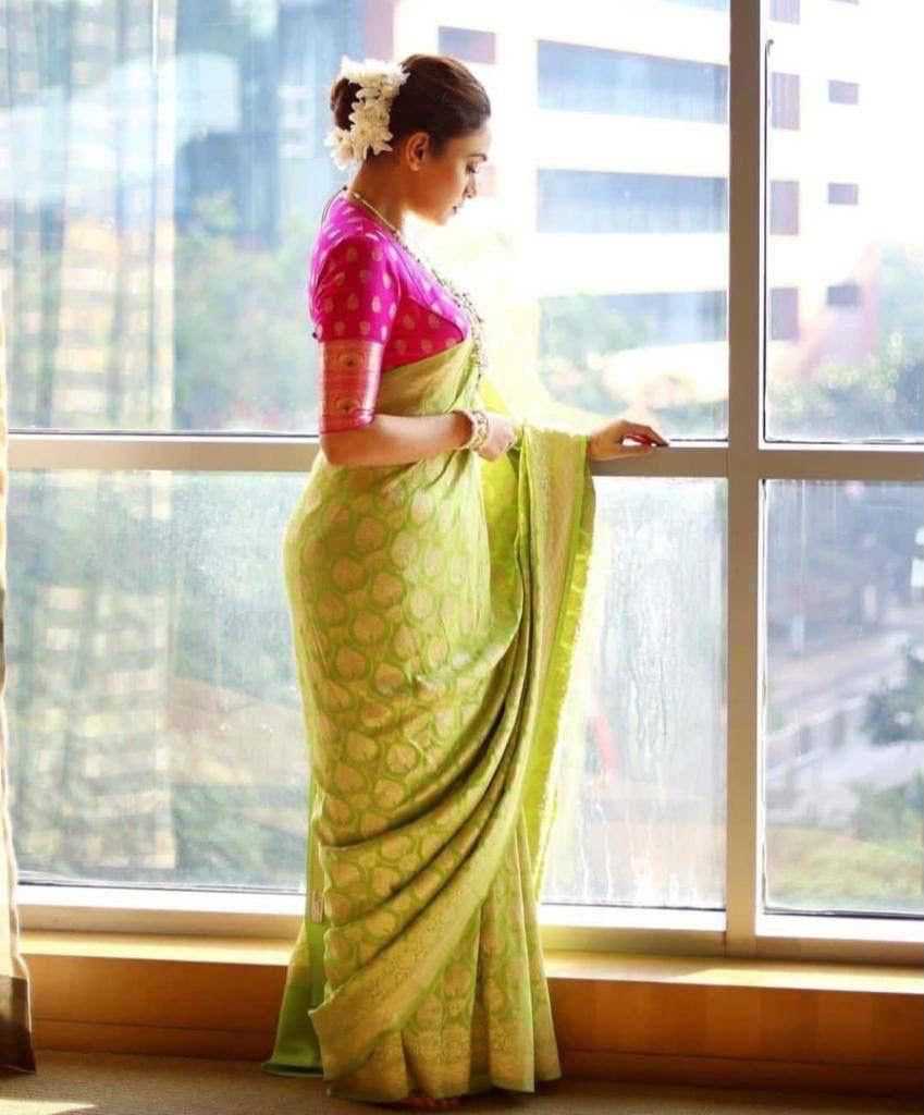 Lichi Silk Embroidered Saree