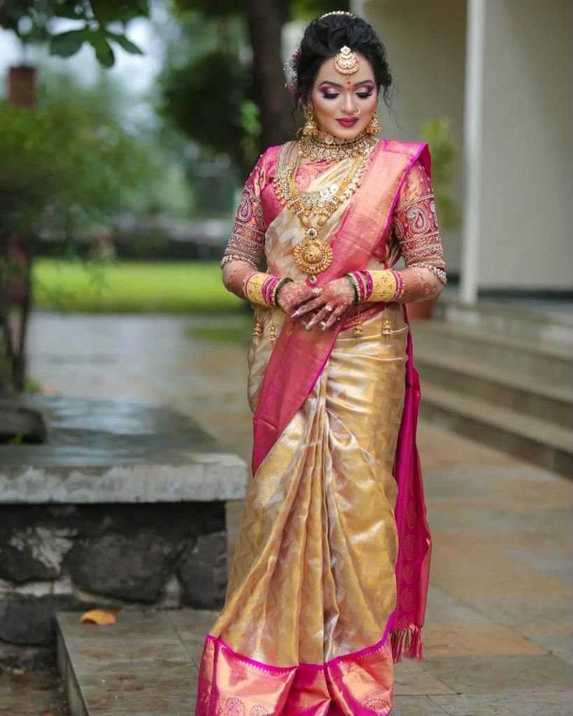 Lichi Silk Embroidered Saree