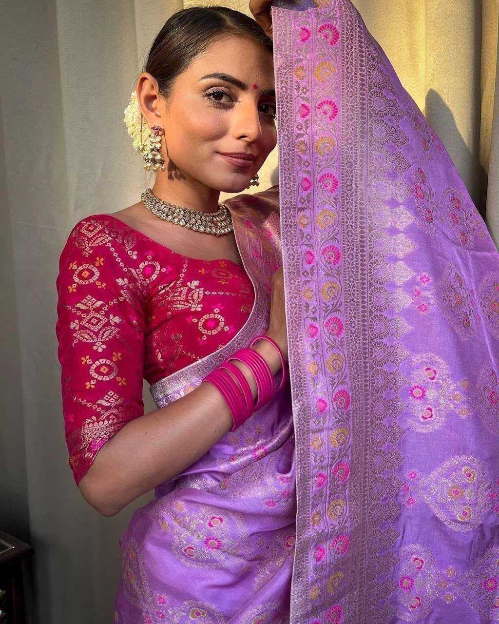 Lichi Silk Soft Saree in Coral