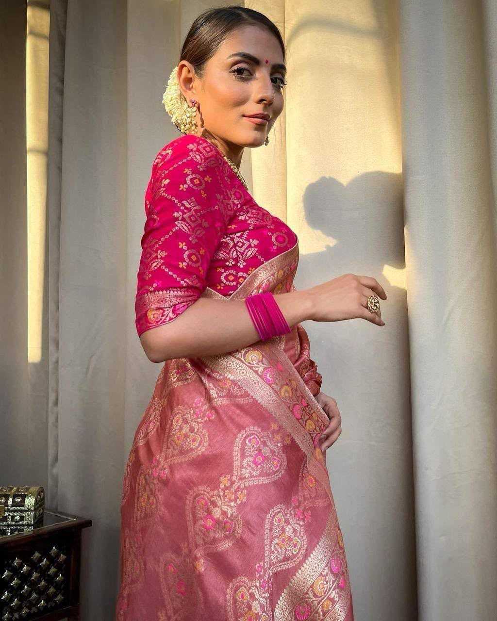 Lichi Silk Soft Saree in Coral