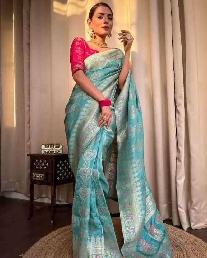 Lichi Silk Soft Saree in Coral