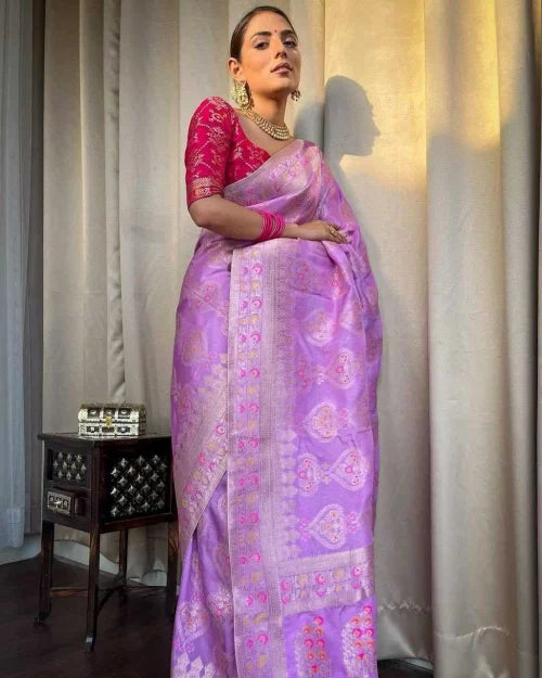 Lichi Silk Soft Saree in Coral
