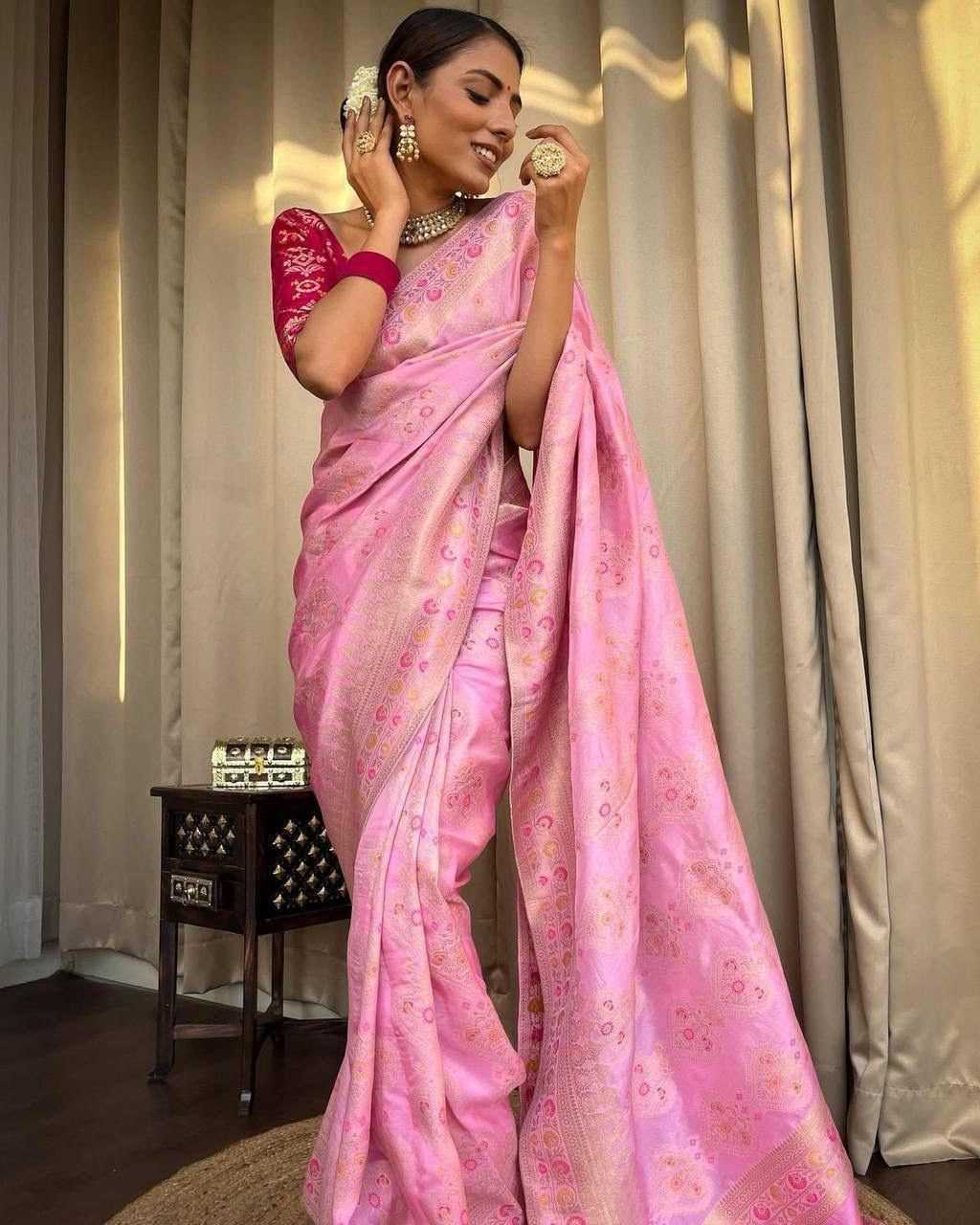 Lichi Silk Soft Saree in Coral