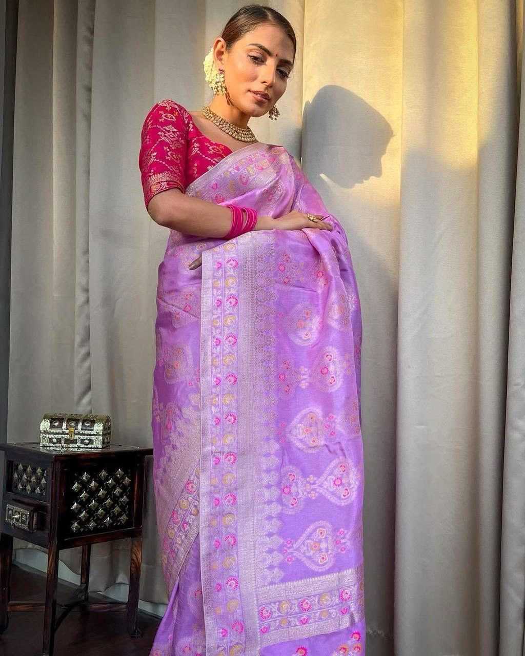 Lichi Silk Soft Saree in Coral