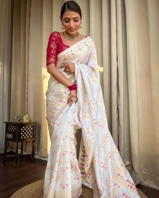 Lichi Silk Soft Saree in Coral