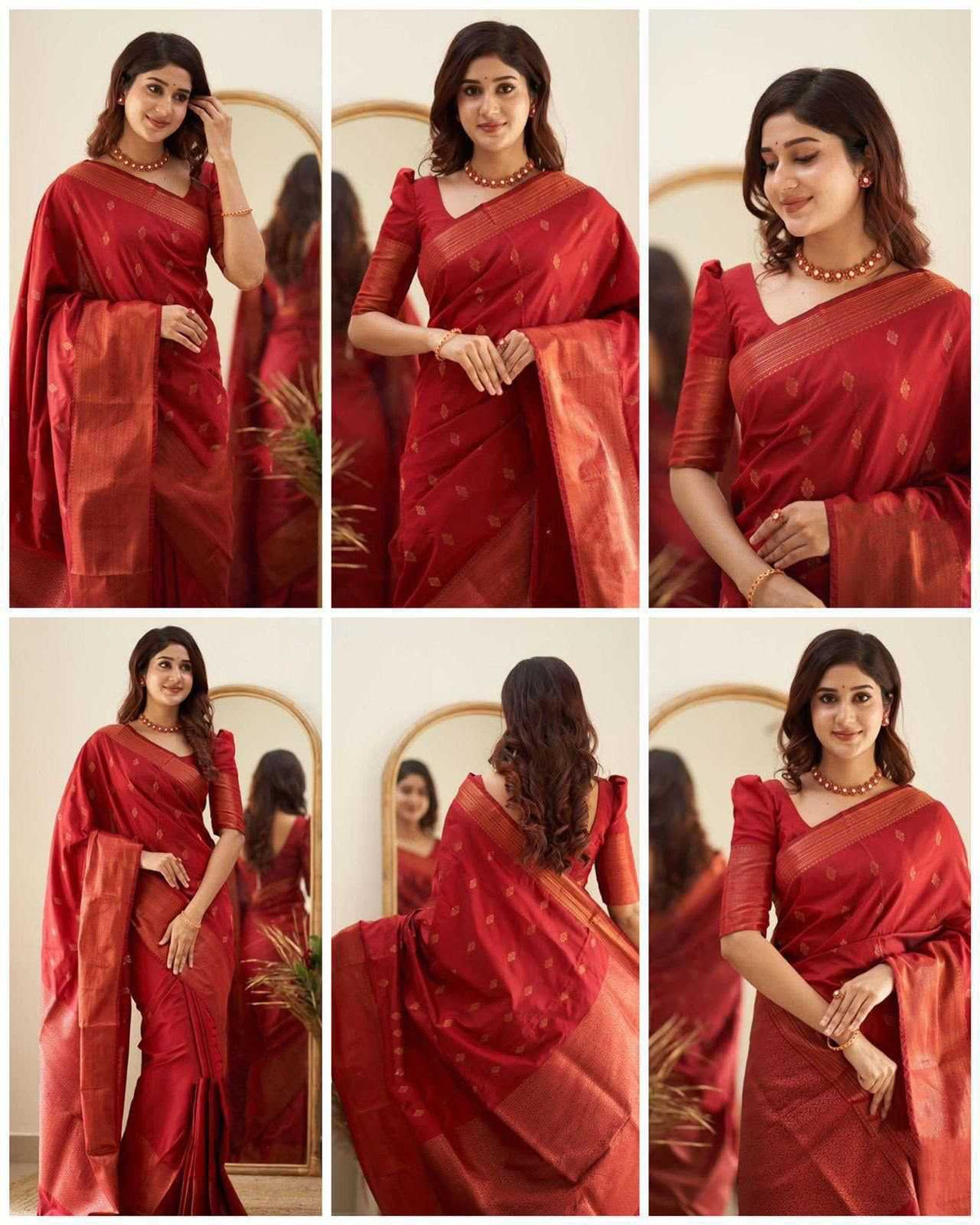 Lichi Silk Soft Saree in Red