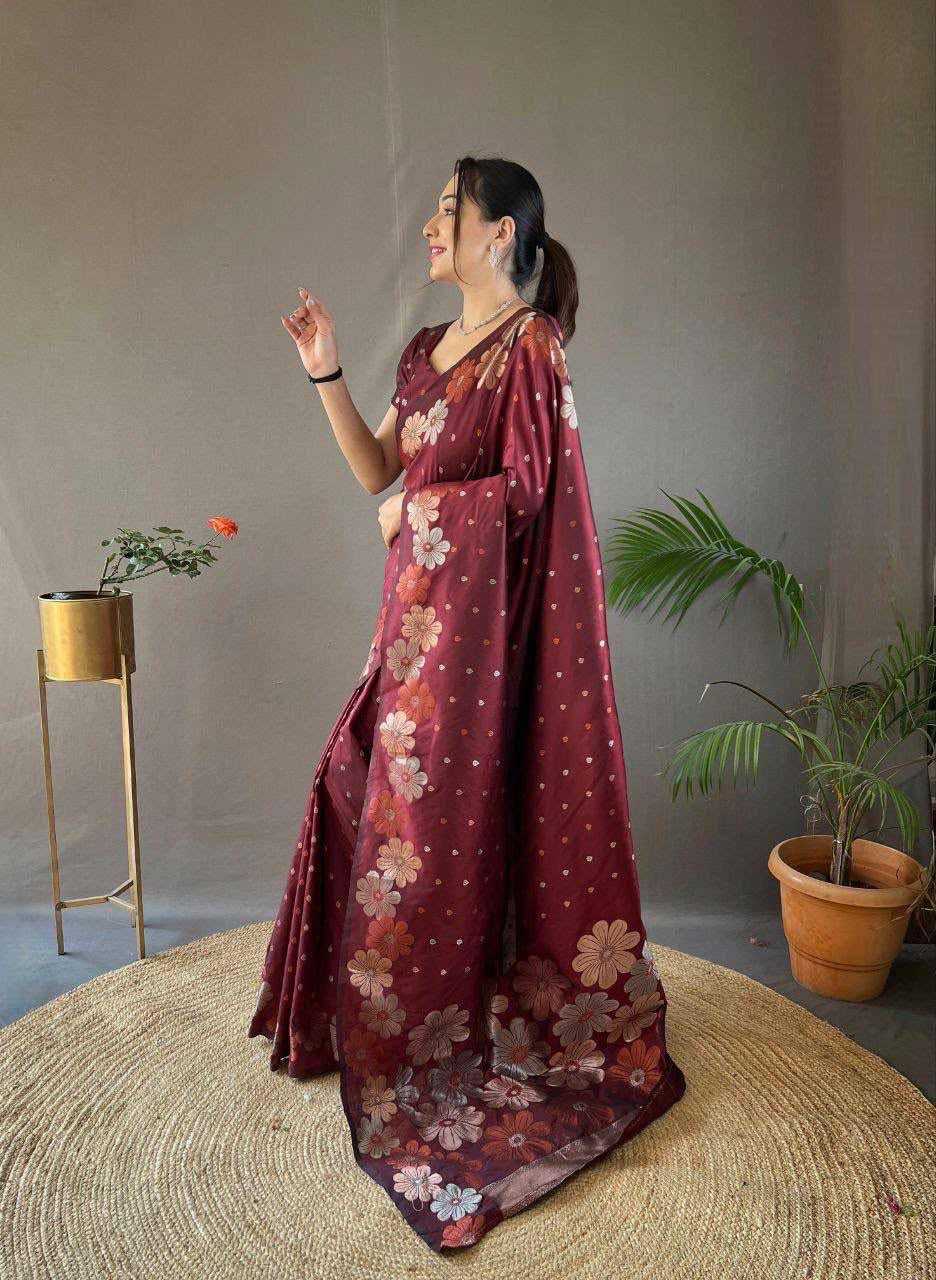 Lichi Silk Soft Saree in Navy Blue