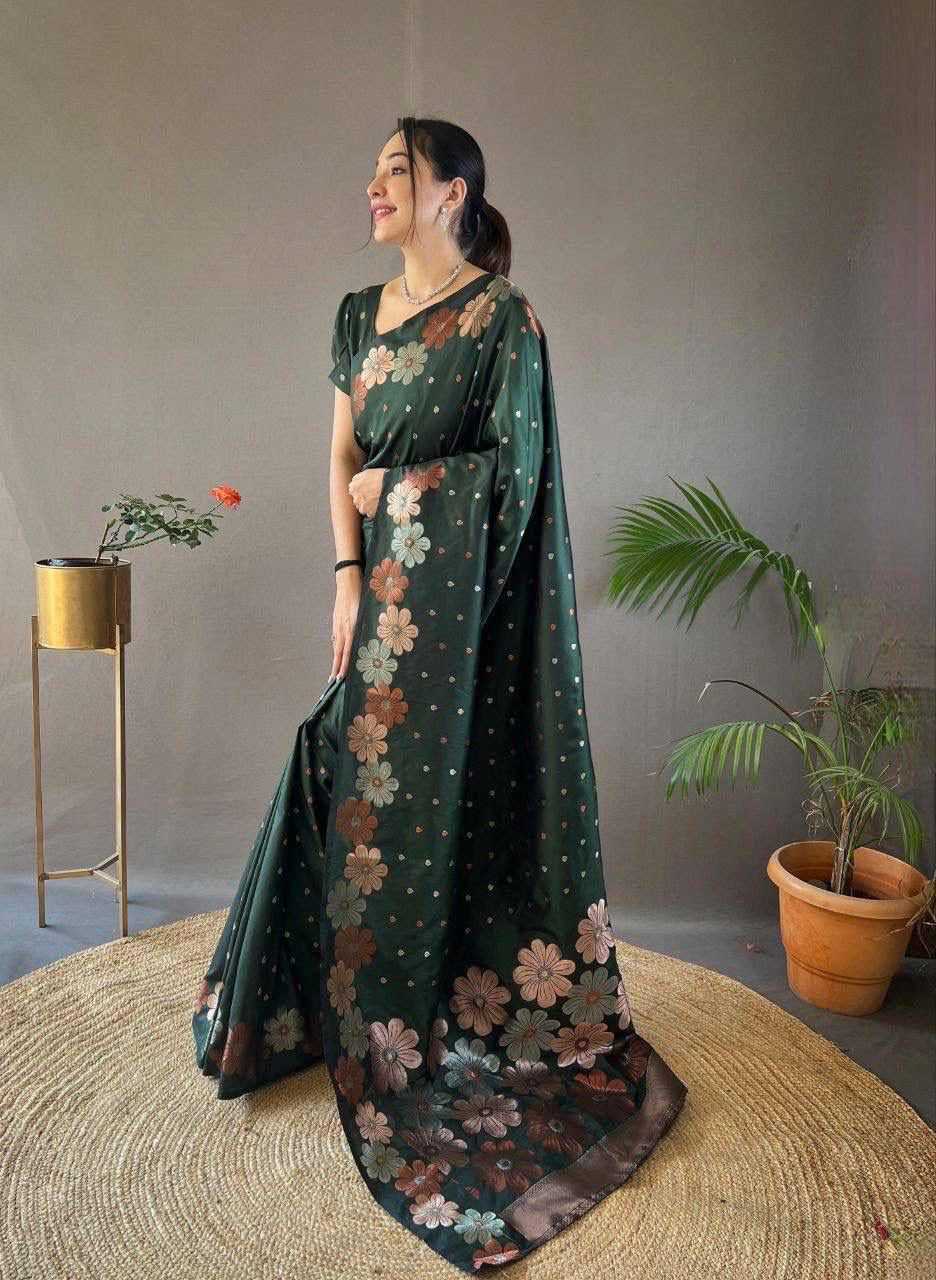 Lichi Silk Soft Saree in Navy Blue