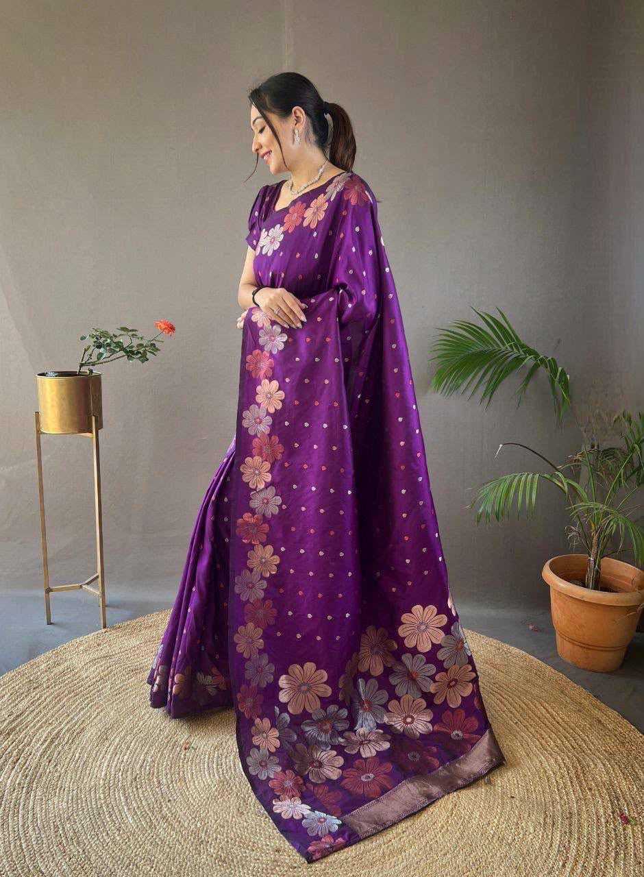 Lichi Silk Soft Saree in Navy Blue