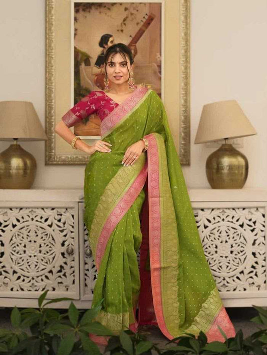 Lichi Silk Soft Saree in White