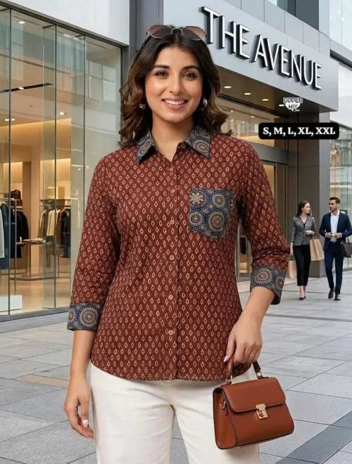 Cotton Designer Kurti in Navy Blue