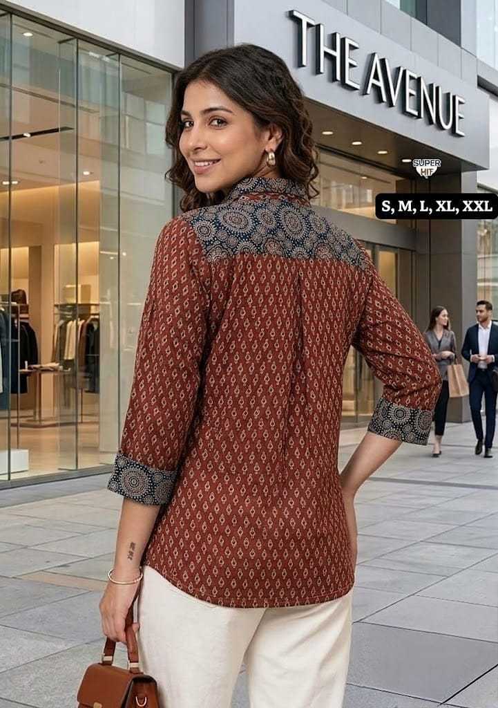 Cotton Designer Kurti in Navy Blue