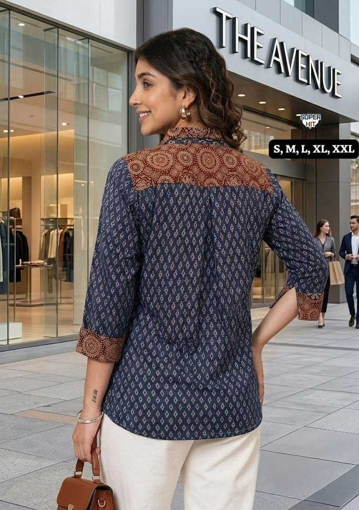Cotton Designer Kurti in Navy Blue