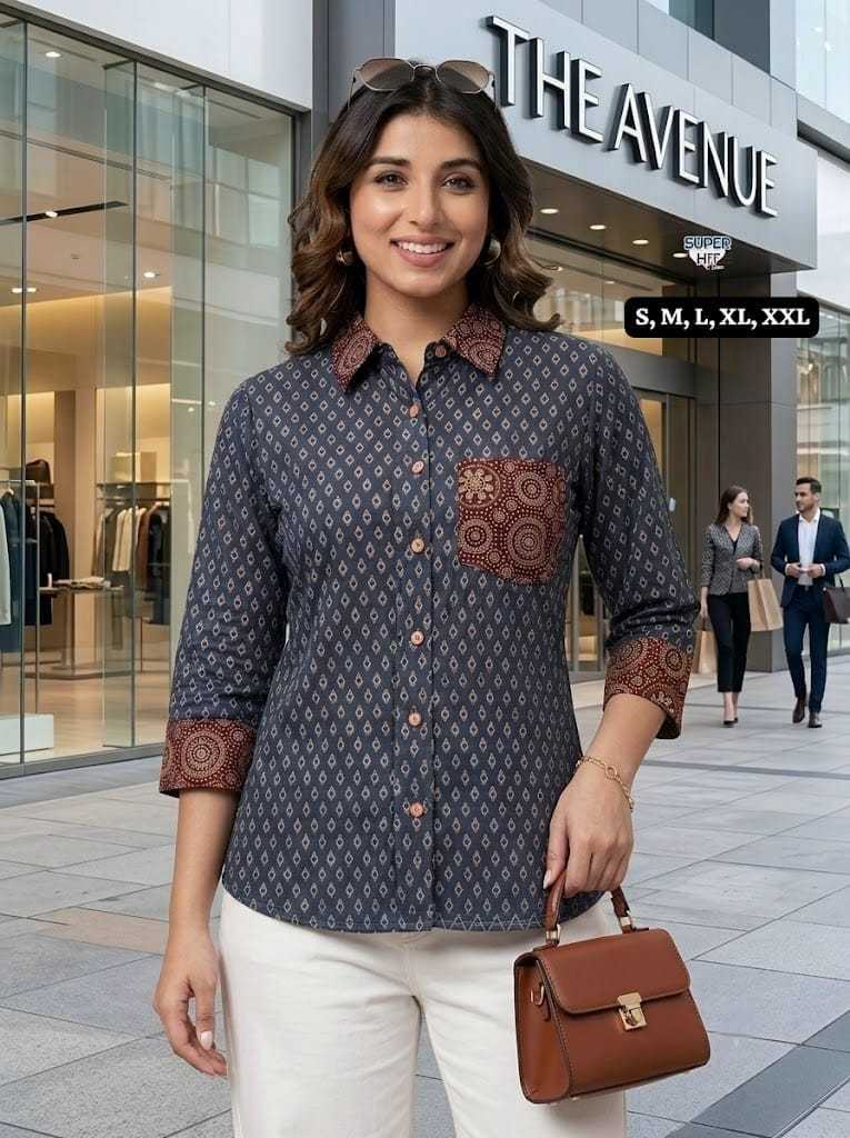 Cotton Designer Kurti in Navy Blue