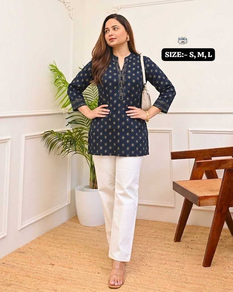 Cotton Designer Kurti in Pista