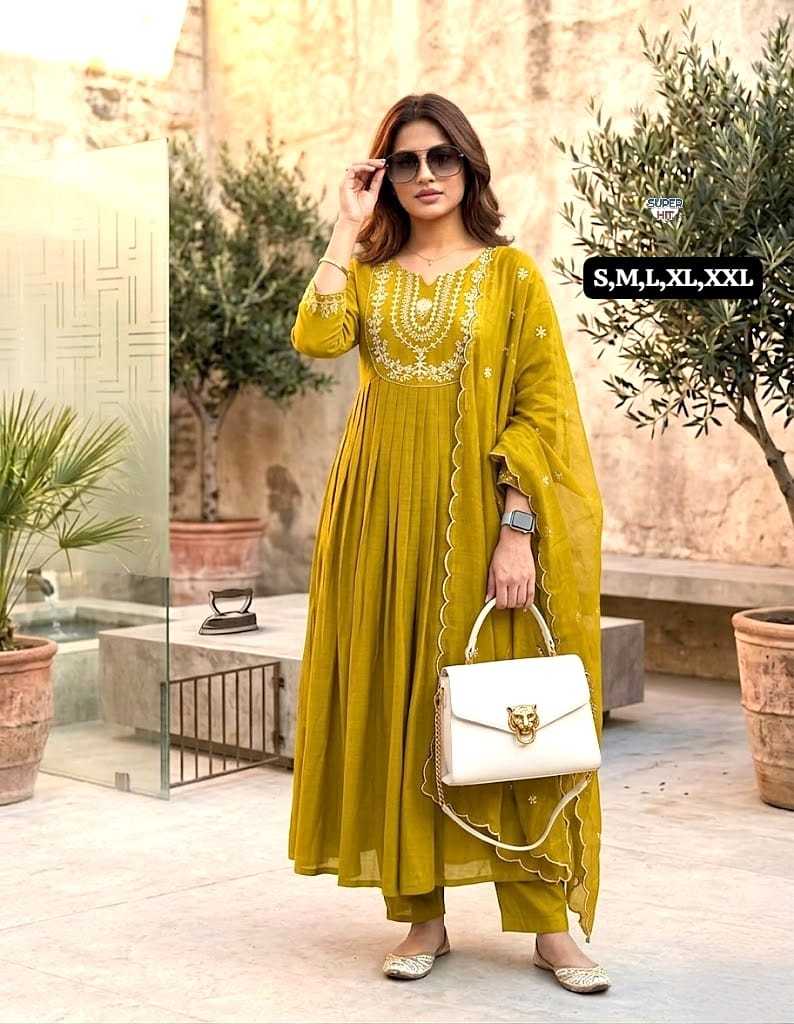 Chanderi Silk Designer Kurti in Yellow