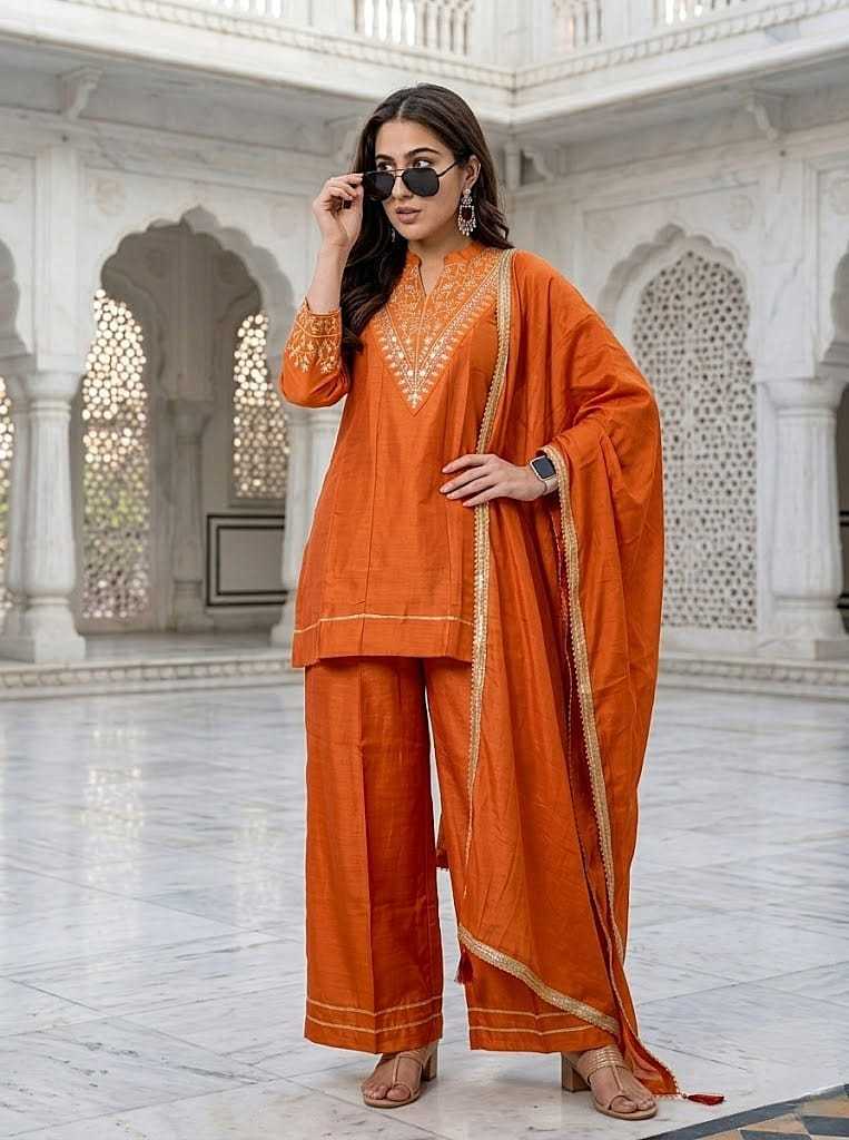 Vichitra Silk Embroidered Kurti