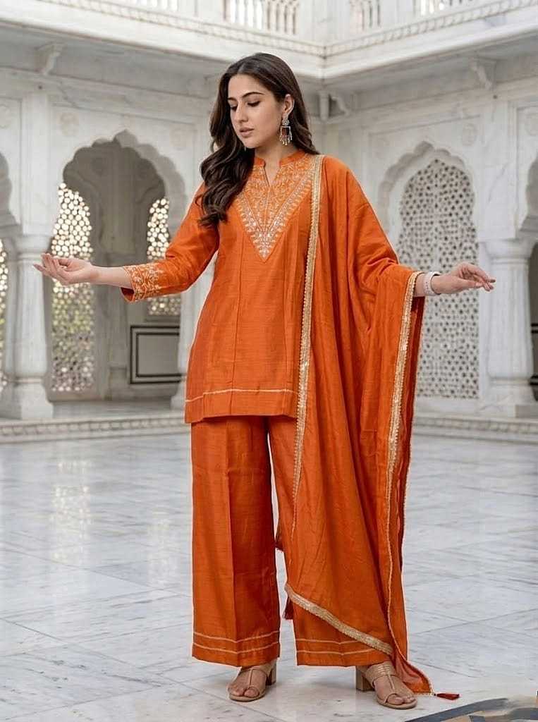 Vichitra Silk Embroidered Kurti