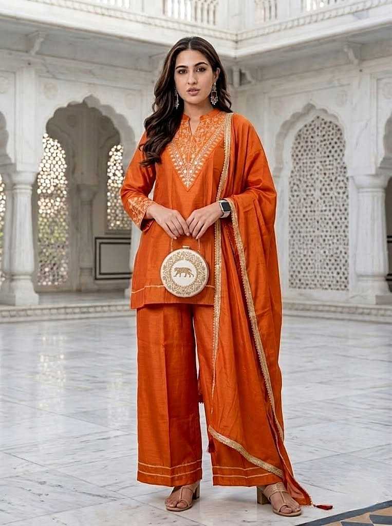 Vichitra Silk Embroidered Kurti