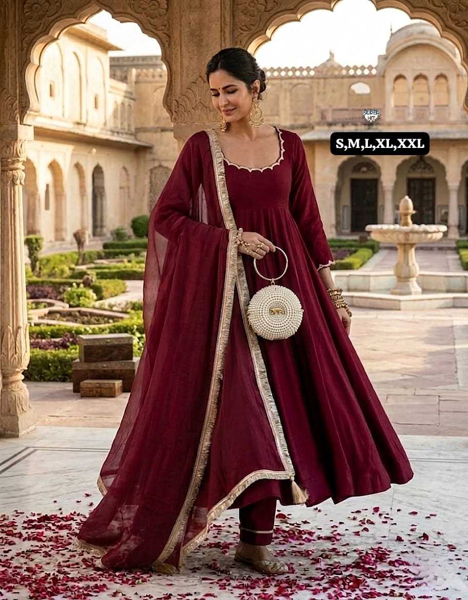 Chanderi Silk Anarkali Kurti
