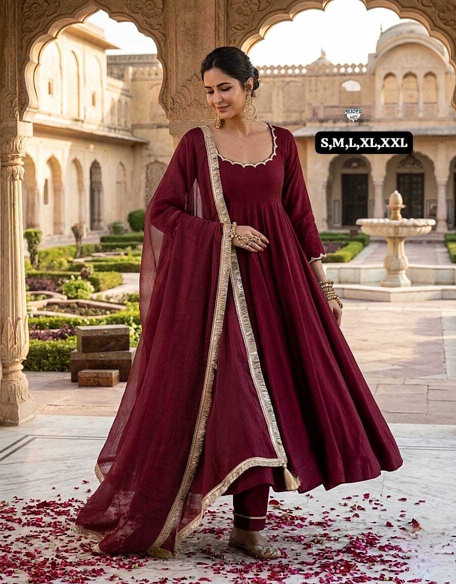 Chanderi Silk Anarkali Kurti