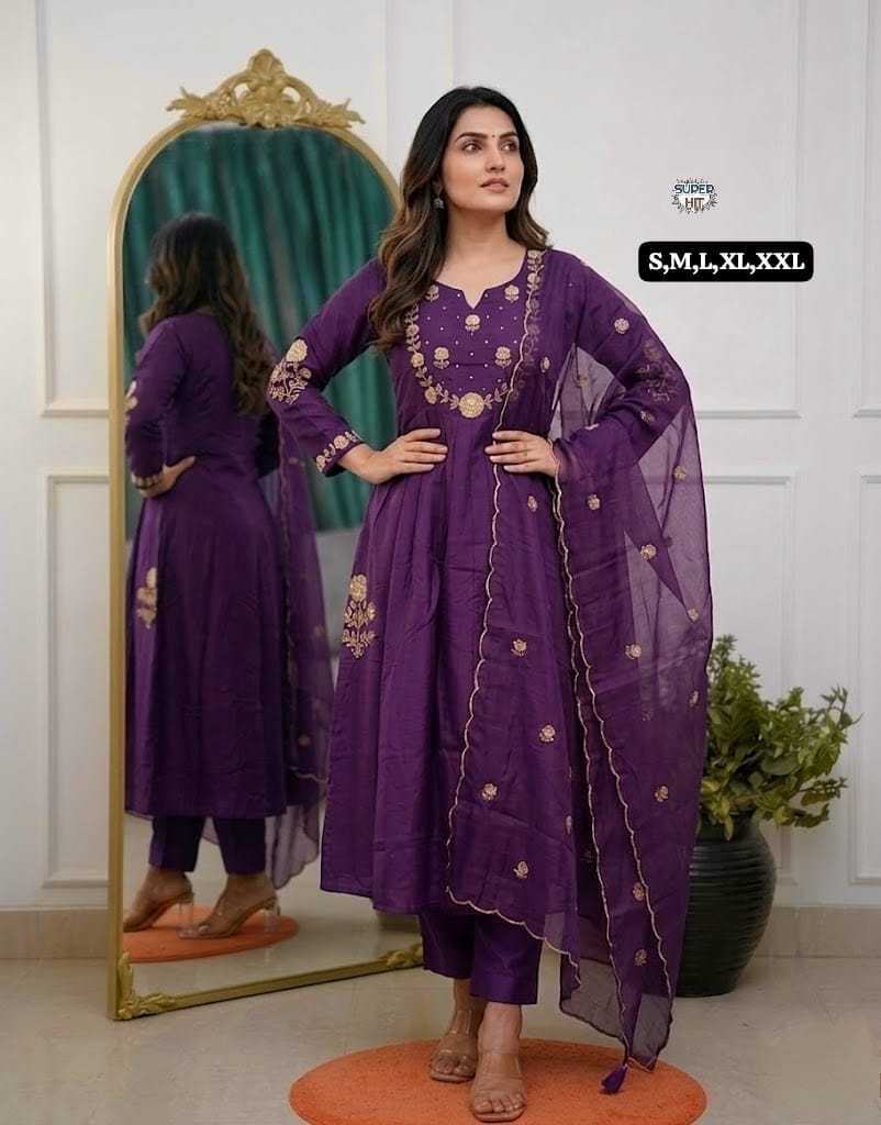 Chanderi Silk Designer Kurti in Rust